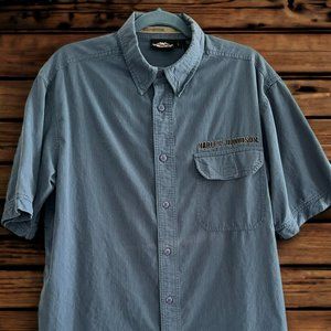 Harley‎ Davidson Blue with Black Graphic Eagle Size Large Shirt